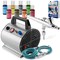 PointZero Airbrush Cake Decorating Kit - Airbrushing Set Includes Air Compressor, Hose, Gravity Feed Dual-Action Airbrush, Set of 8 Food Colors